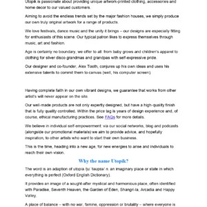 Utopik About Us webpage (page 1)