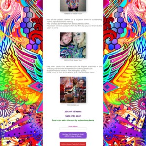 Landing page for Utopik festival clothing store